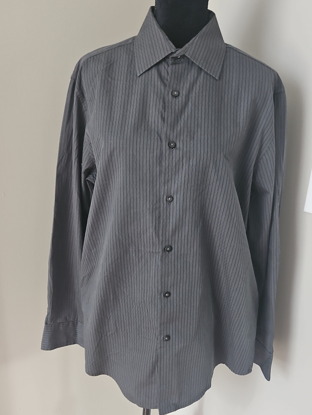 Alfani Gray Pinstripe Long-Sleeve Dress Shirt